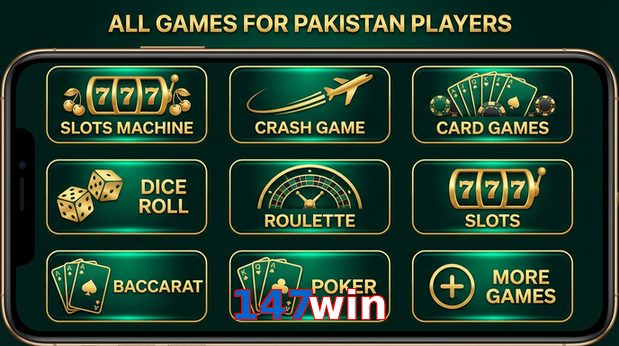 Main screen of 147Win games page for PK players